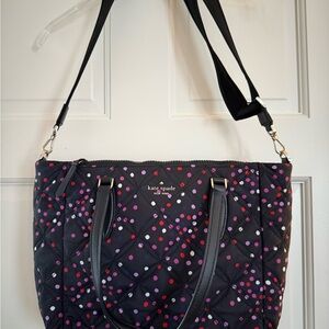 Kate Spade Black Quilted Bag with Pink and Purple Dots